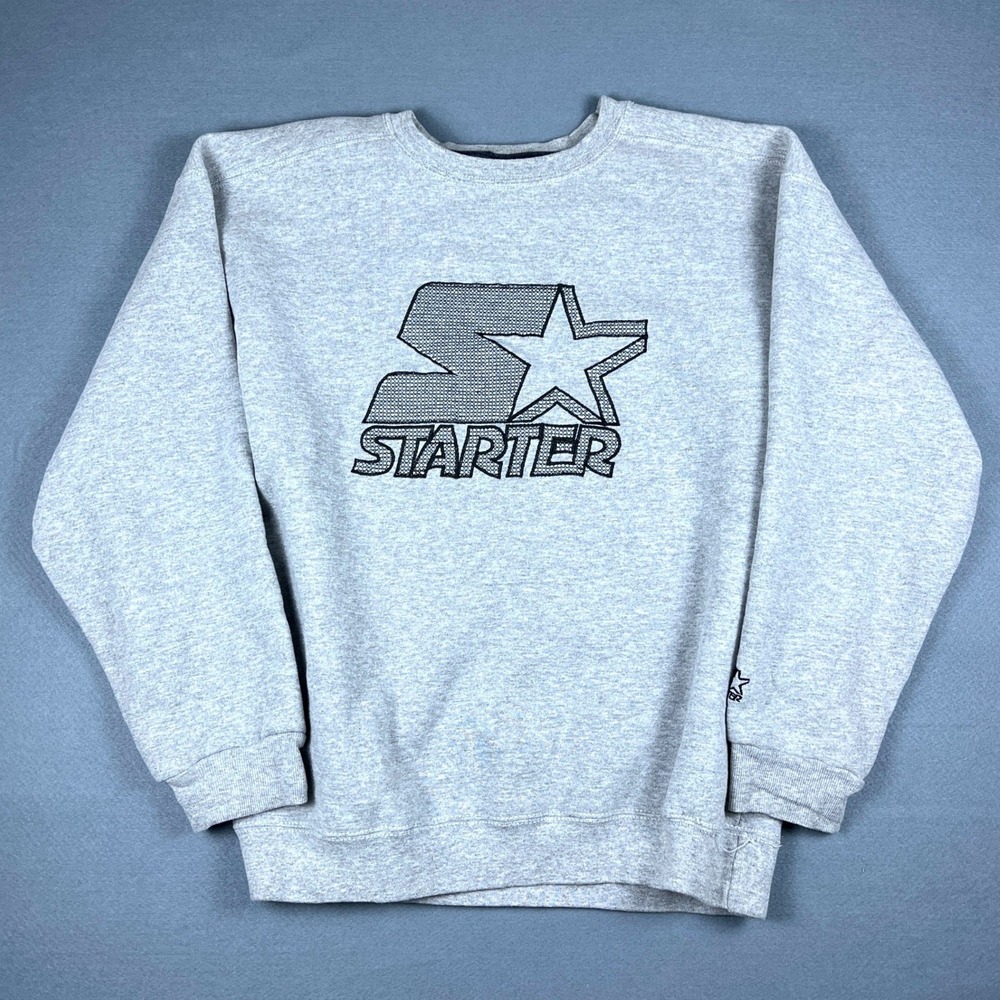Vintage Starter Crewneck Sweatshirt Gray Embroidered Logo Made in USA Mens M